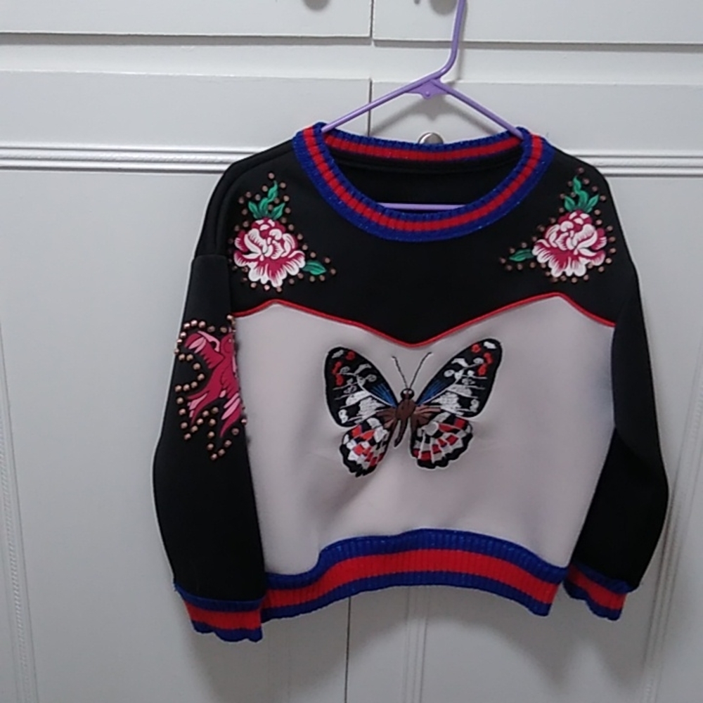 Unique butterfly embroidered sweater